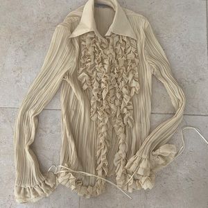 Ruffed tan colored blouse